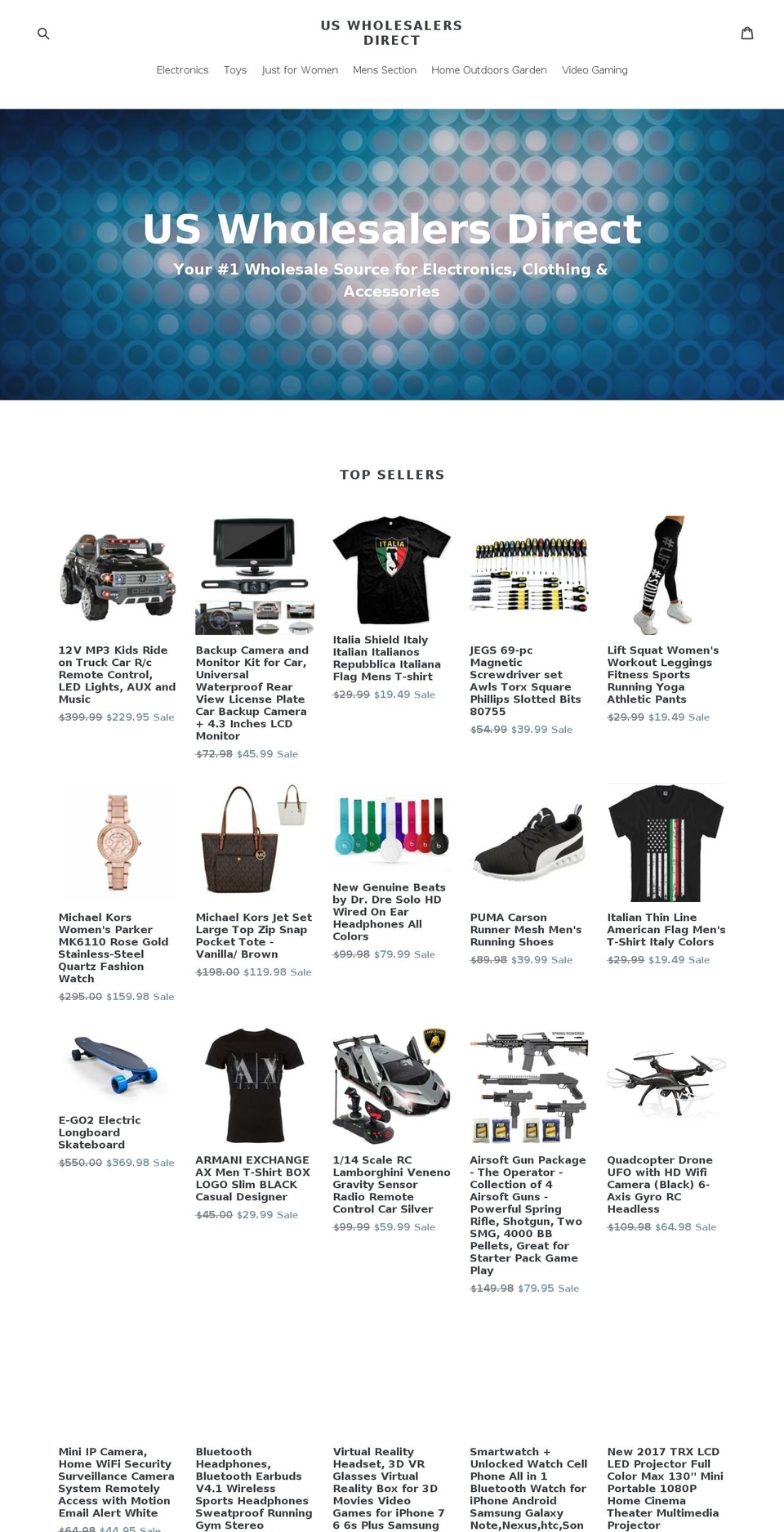uswholesalerdirect.com — Shopify storefront screenshot