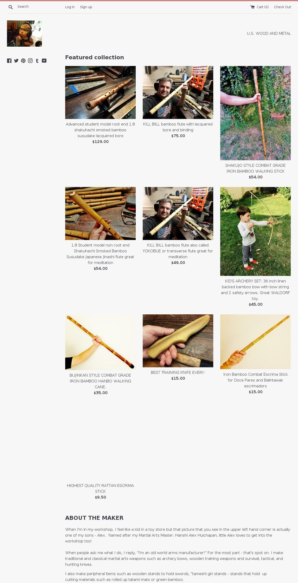 uswoodandmetal.com — Shopify storefront screenshot