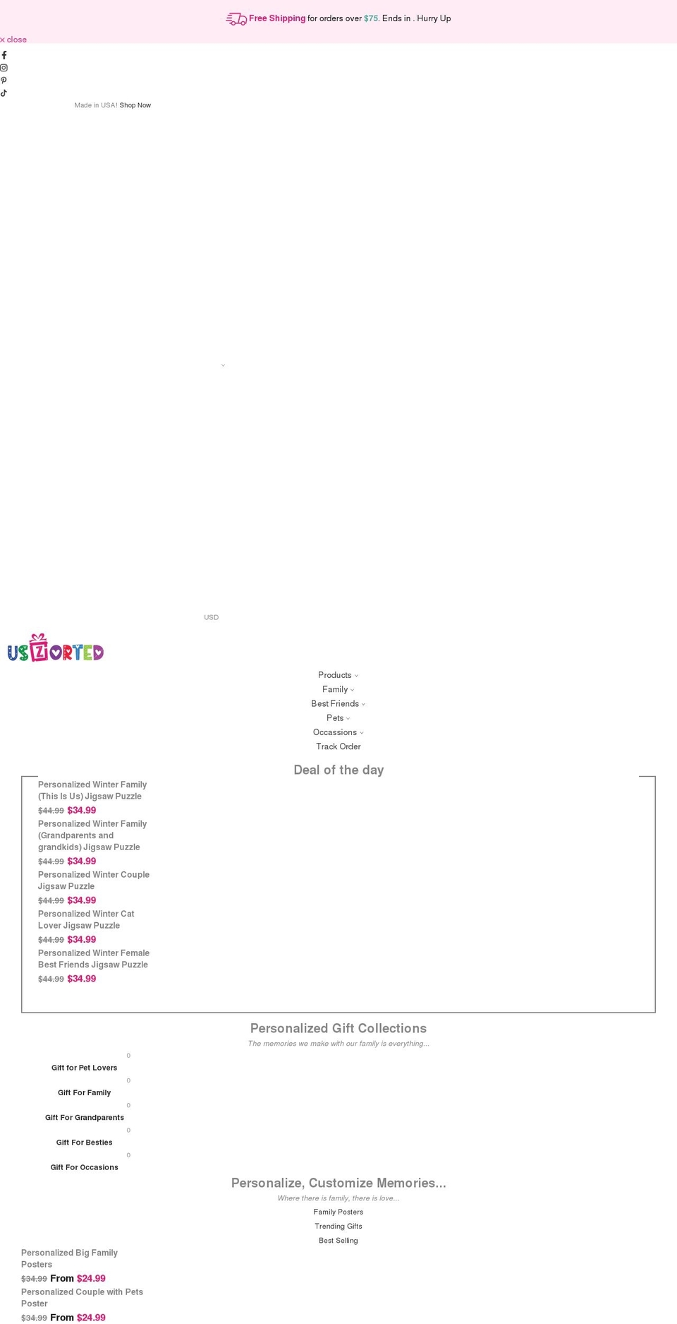 uszorted.shop shopify website screenshot