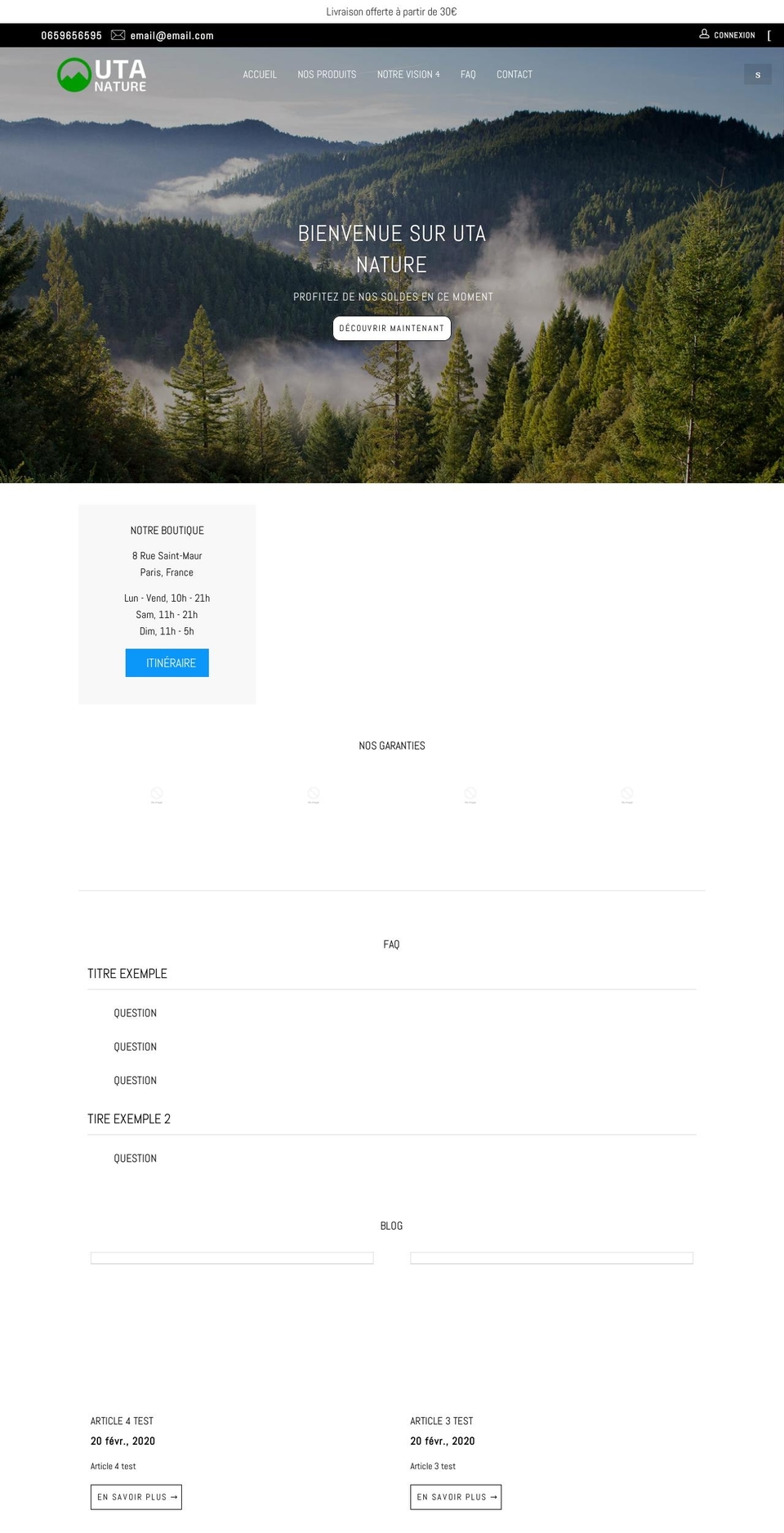 uta-nature.myshopify.com shopify website screenshot