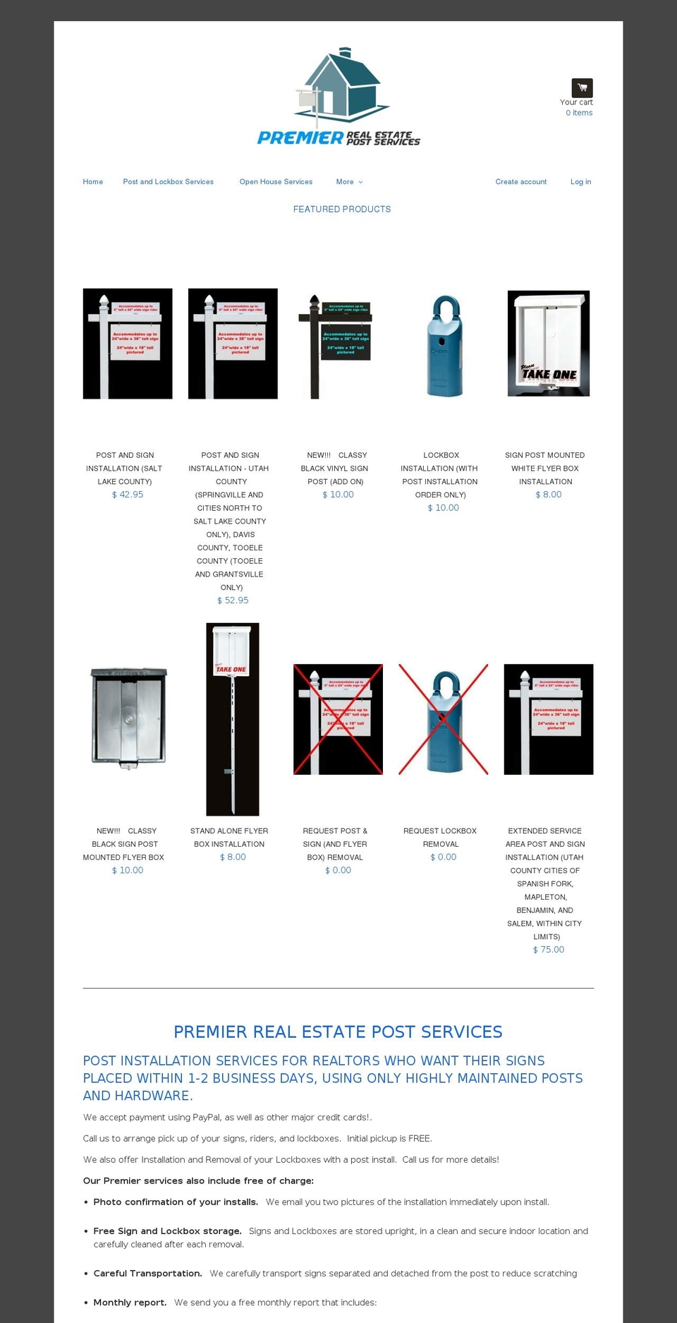 utahagentservices.com — Shopify storefront screenshot