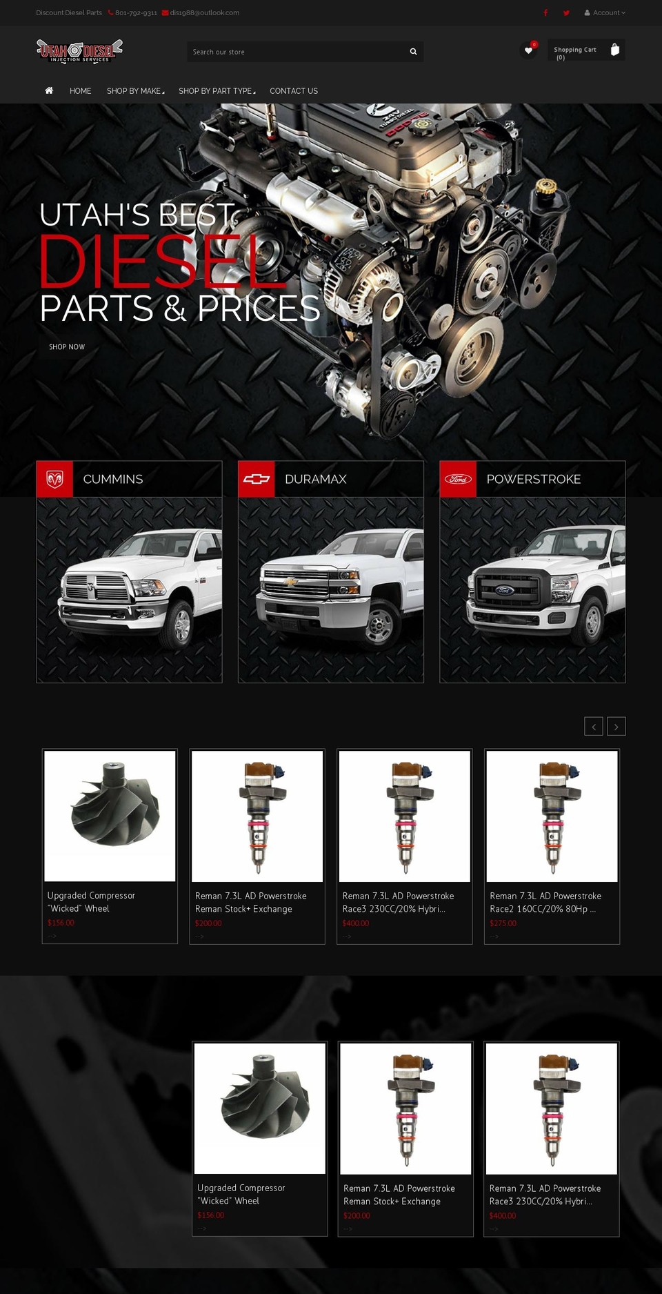 utahdieselinjection.com — Shopify storefront screenshot
