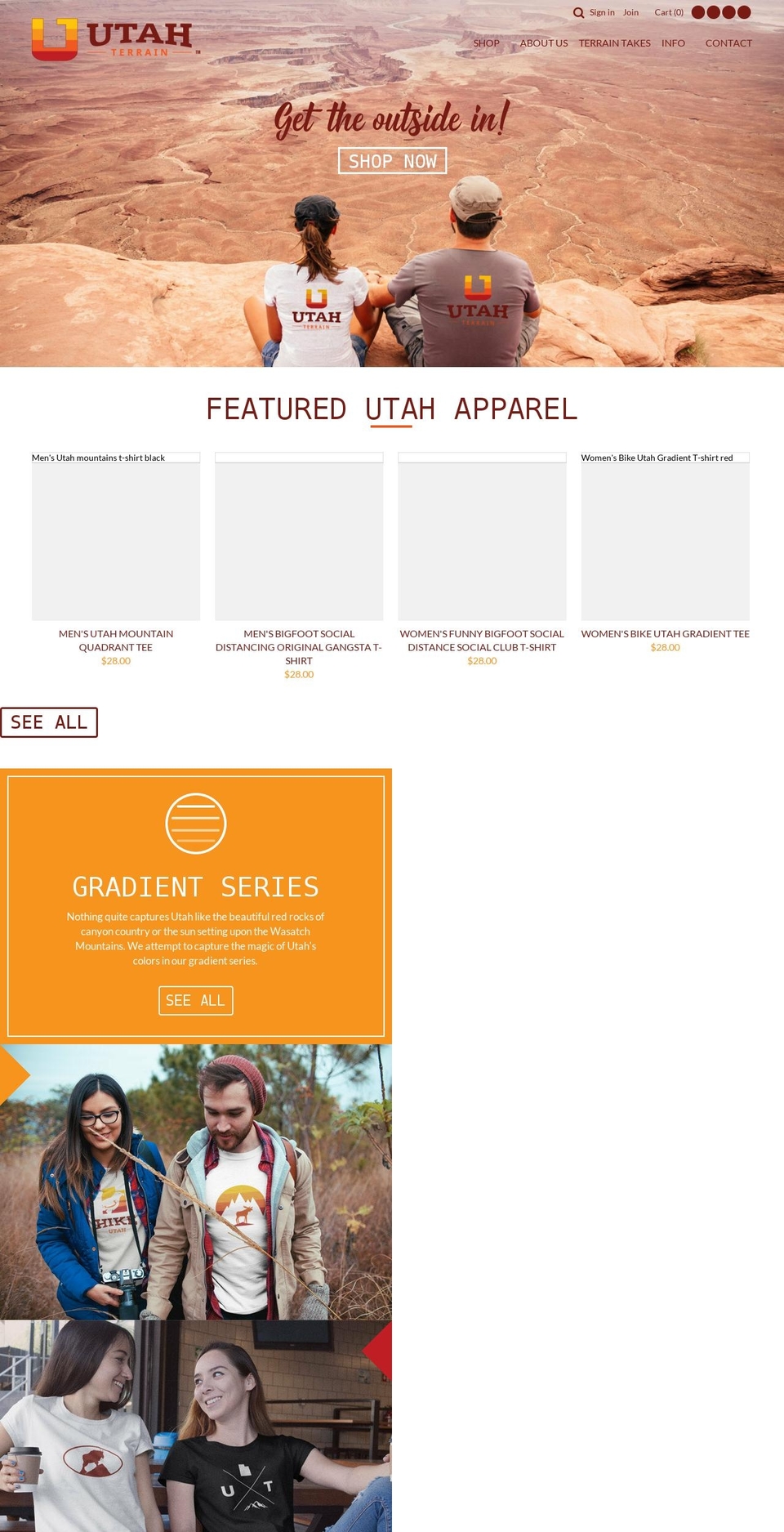 utahterrain.com shopify website screenshot
