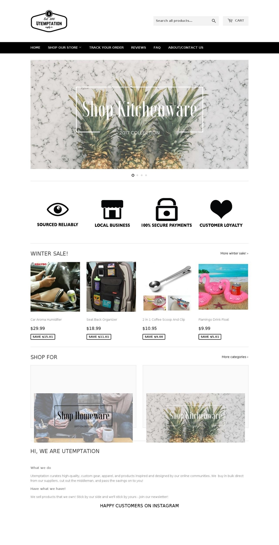 utemptation.com shopify website screenshot