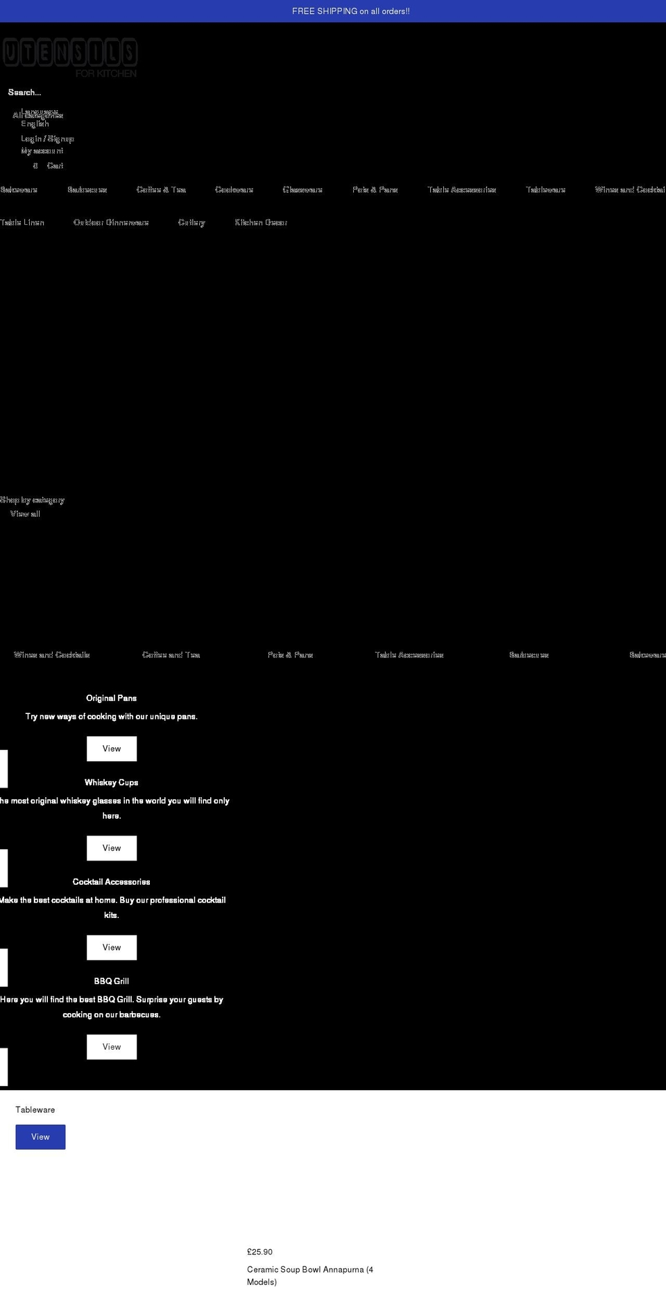 utensilsforkitchen.com shopify website screenshot