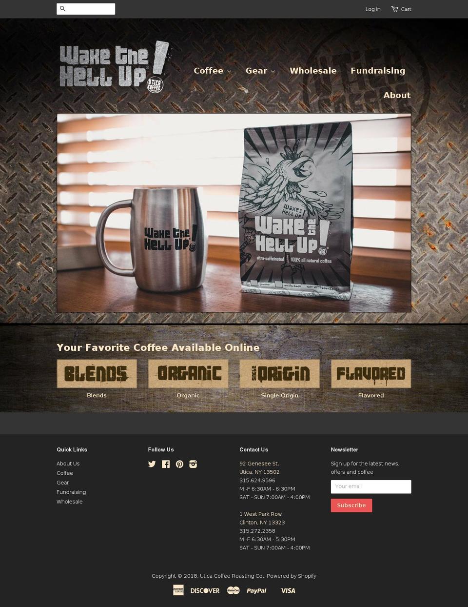 utica.coffee shopify website screenshot