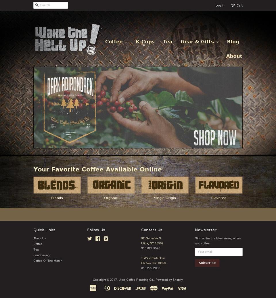 uticacoffeeroasting.com shopify website screenshot