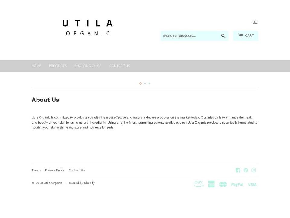 utilaorganic.com — Shopify storefront screenshot