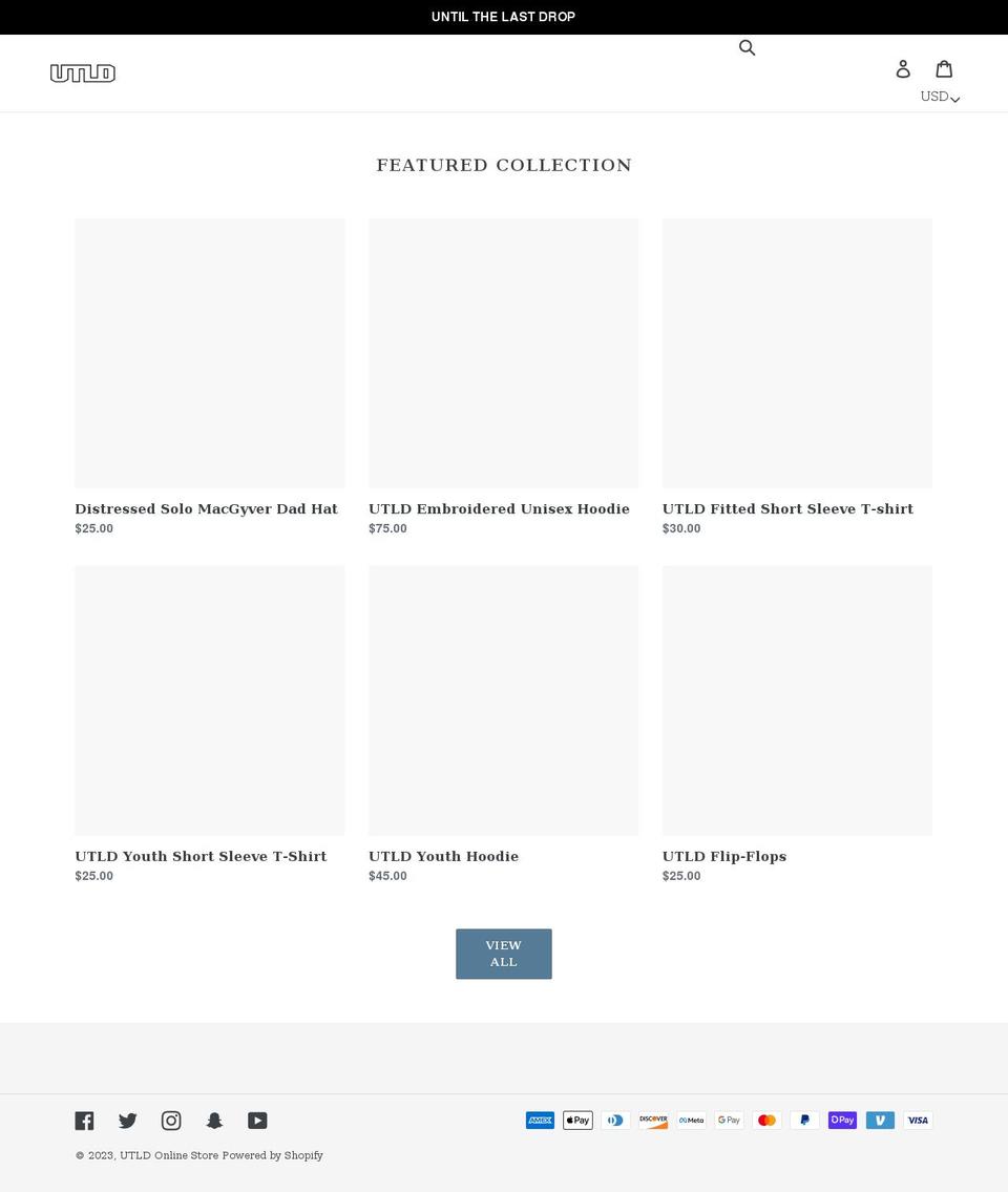 utldonlinestore.com shopify website screenshot