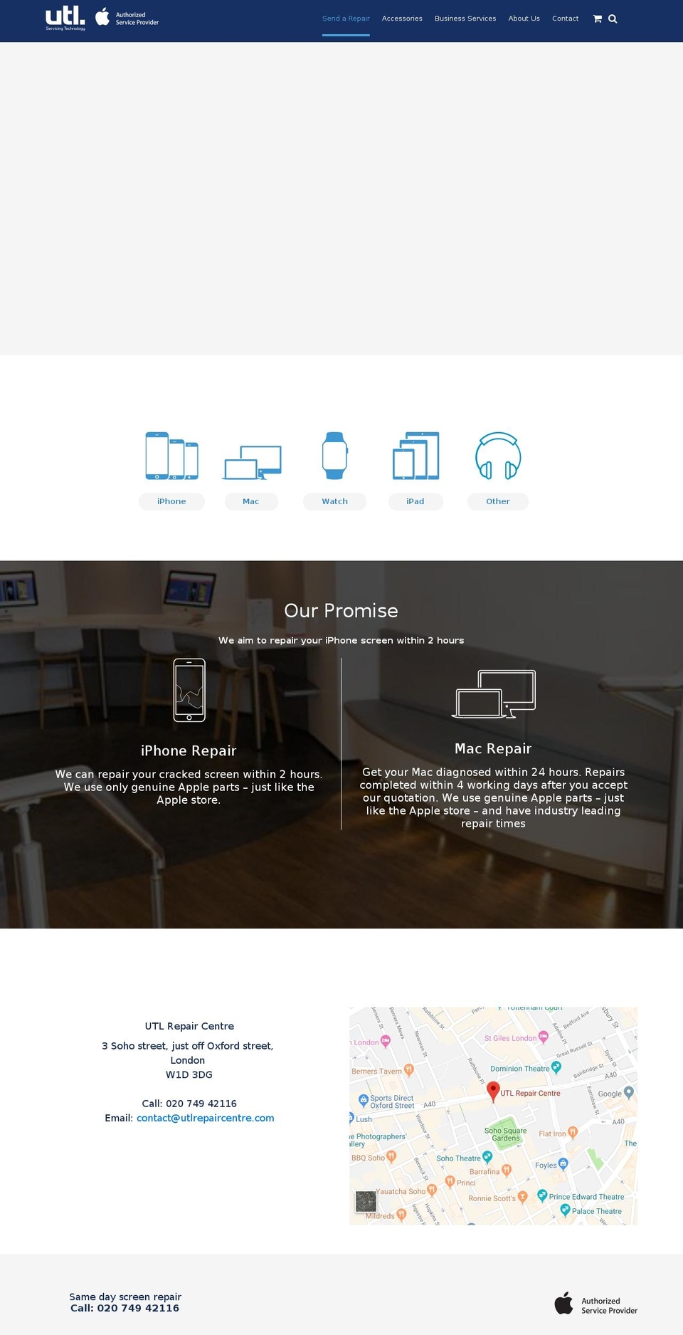 utlrepaircentre.com shopify website screenshot