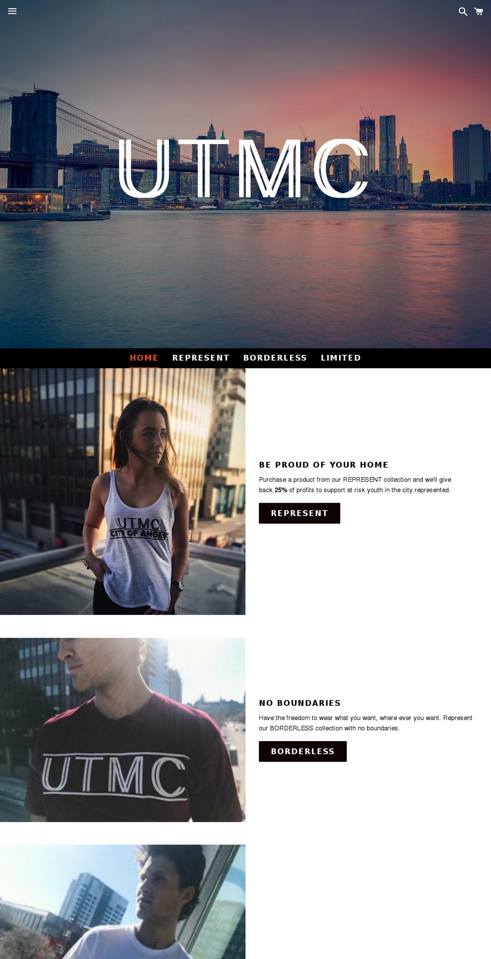 utmclothing.com shopify website screenshot