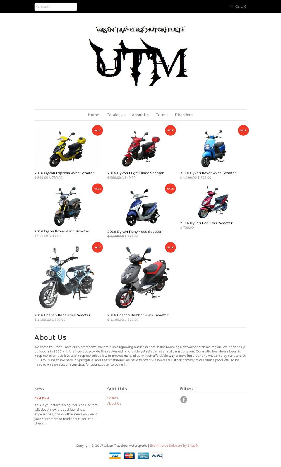 utmscooters.com shopify website screenshot
