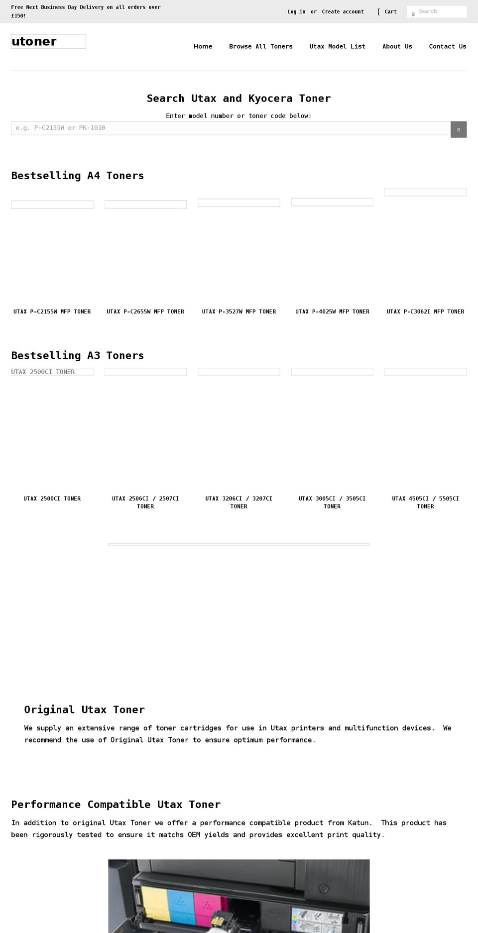 utoner.co.uk shopify website screenshot