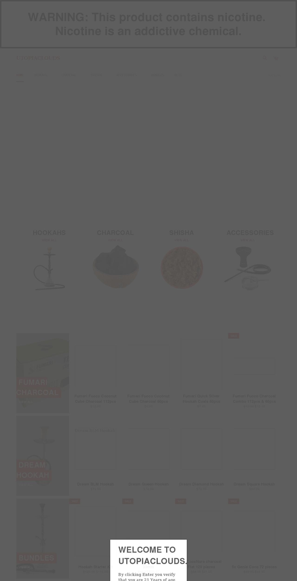 utopiaclouds.com shopify website screenshot
