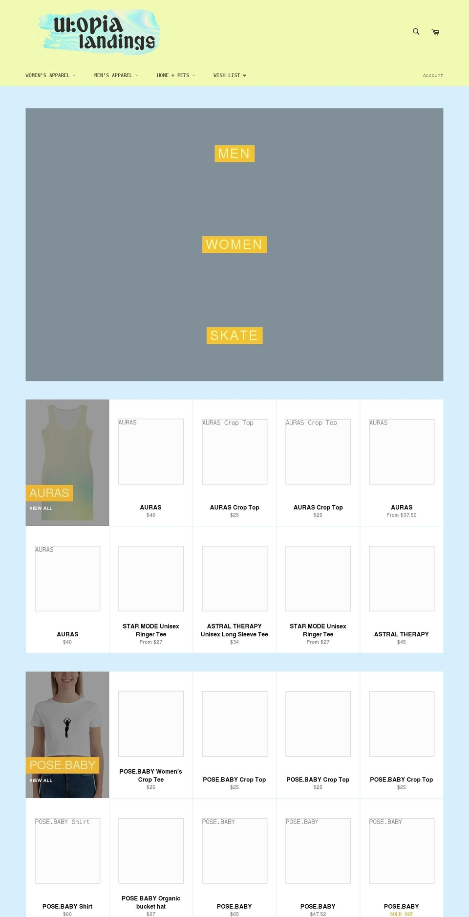 utopialandings.com shopify website screenshot