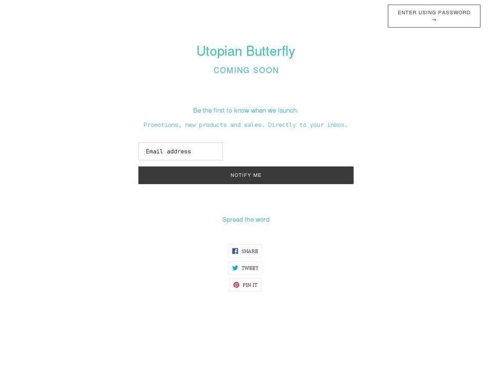 utopianbutterfly.com shopify website screenshot