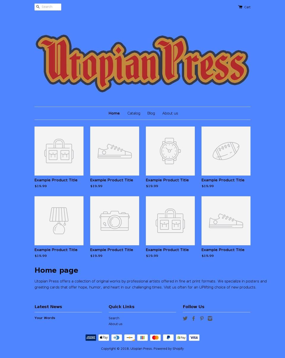 utopianpress.co shopify website screenshot