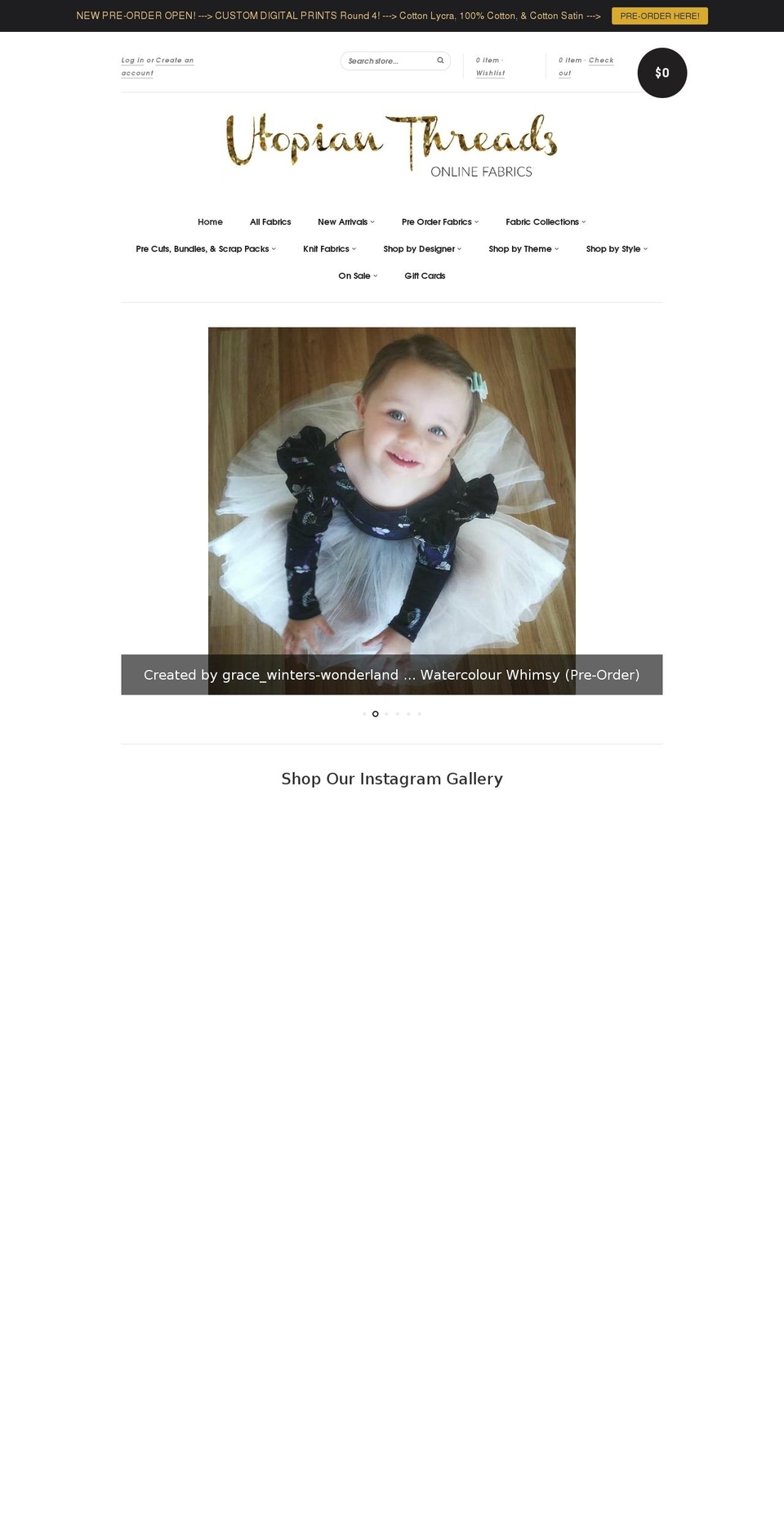 utopianthreads.com.au shopify website screenshot