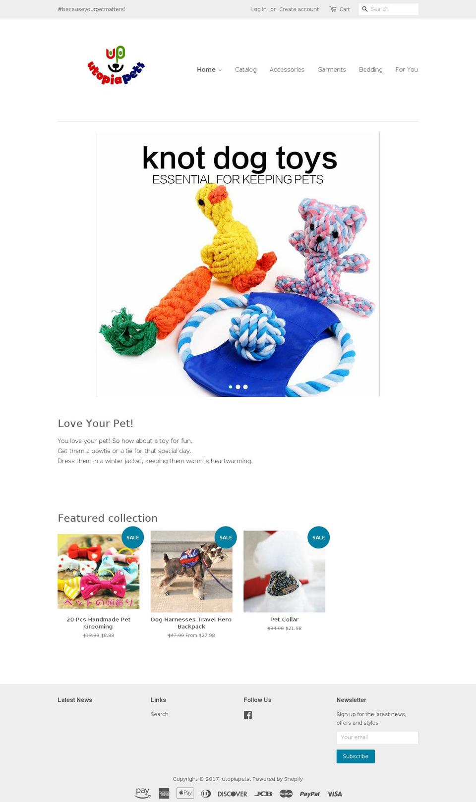 utopiapets.com shopify website screenshot