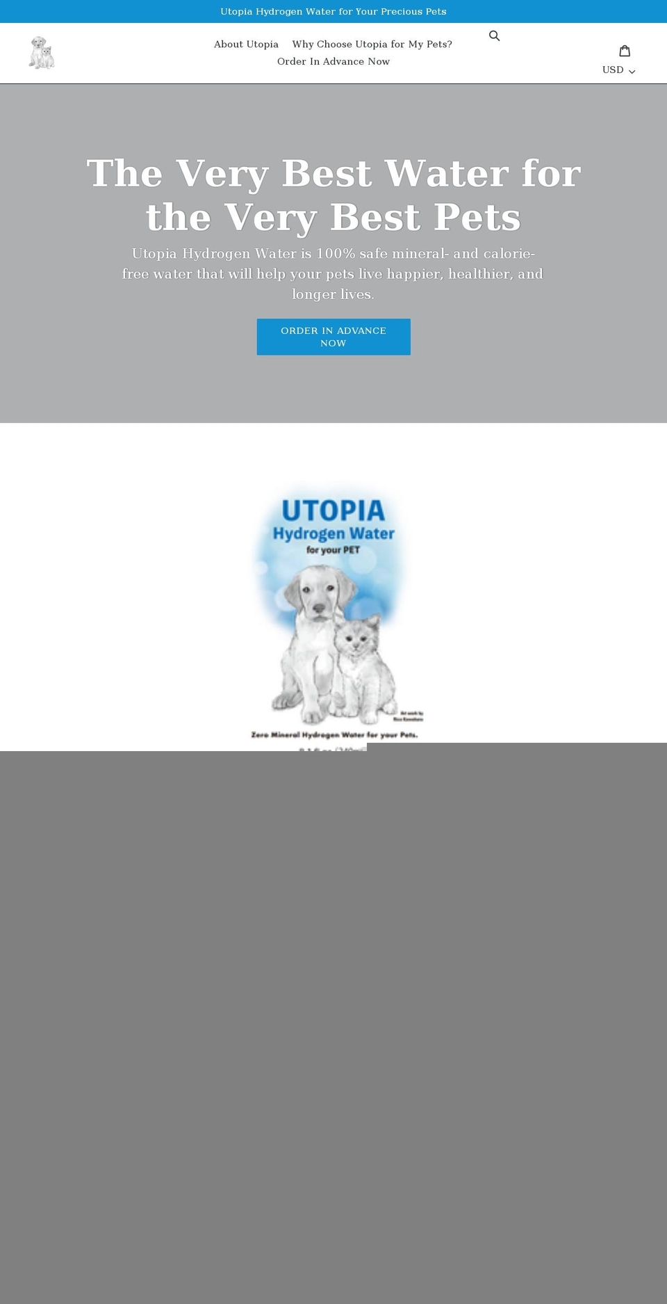 utopiapetwater.com shopify website screenshot