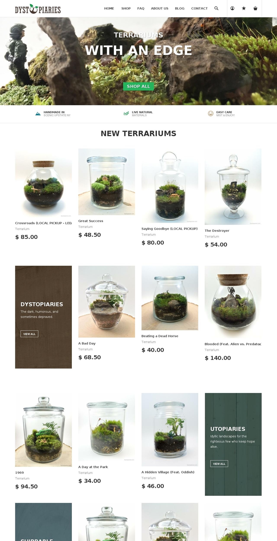 utopiaries.com shopify website screenshot