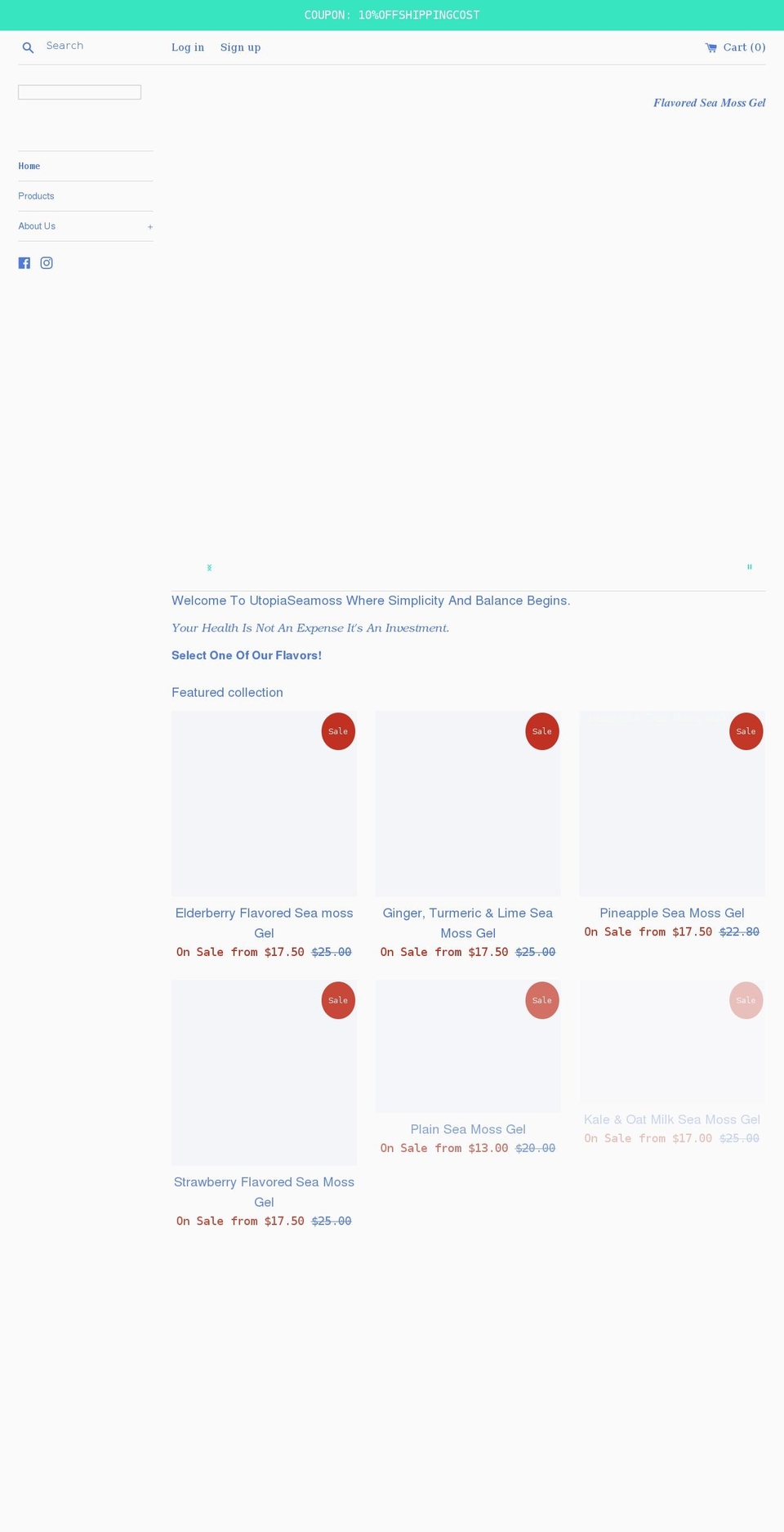 utopiaseamoss.com shopify website screenshot