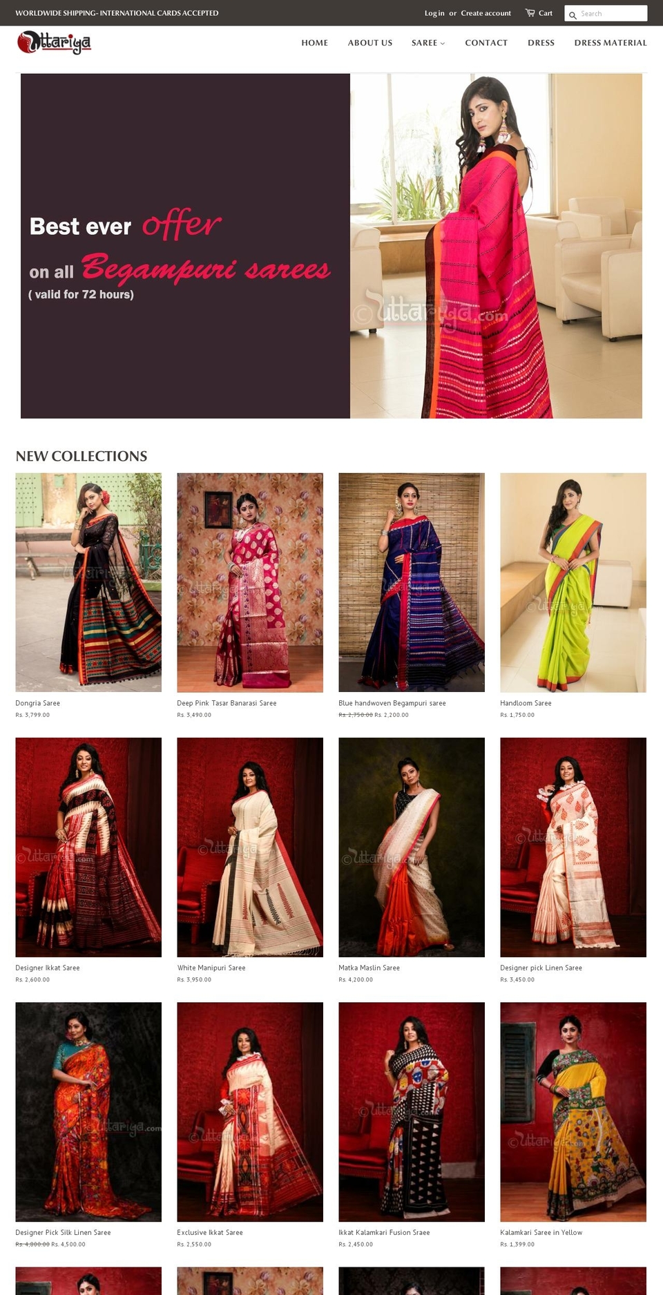 uttariya.com shopify website screenshot