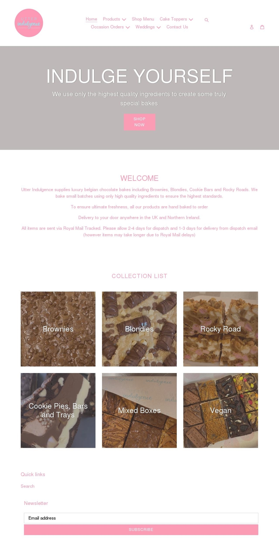 utterindulgence.co.uk shopify website screenshot
