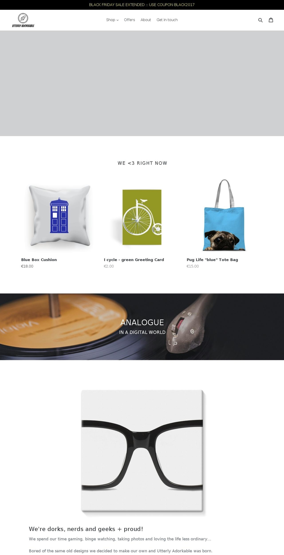 utterlyadorkable.com — Shopify storefront screenshot