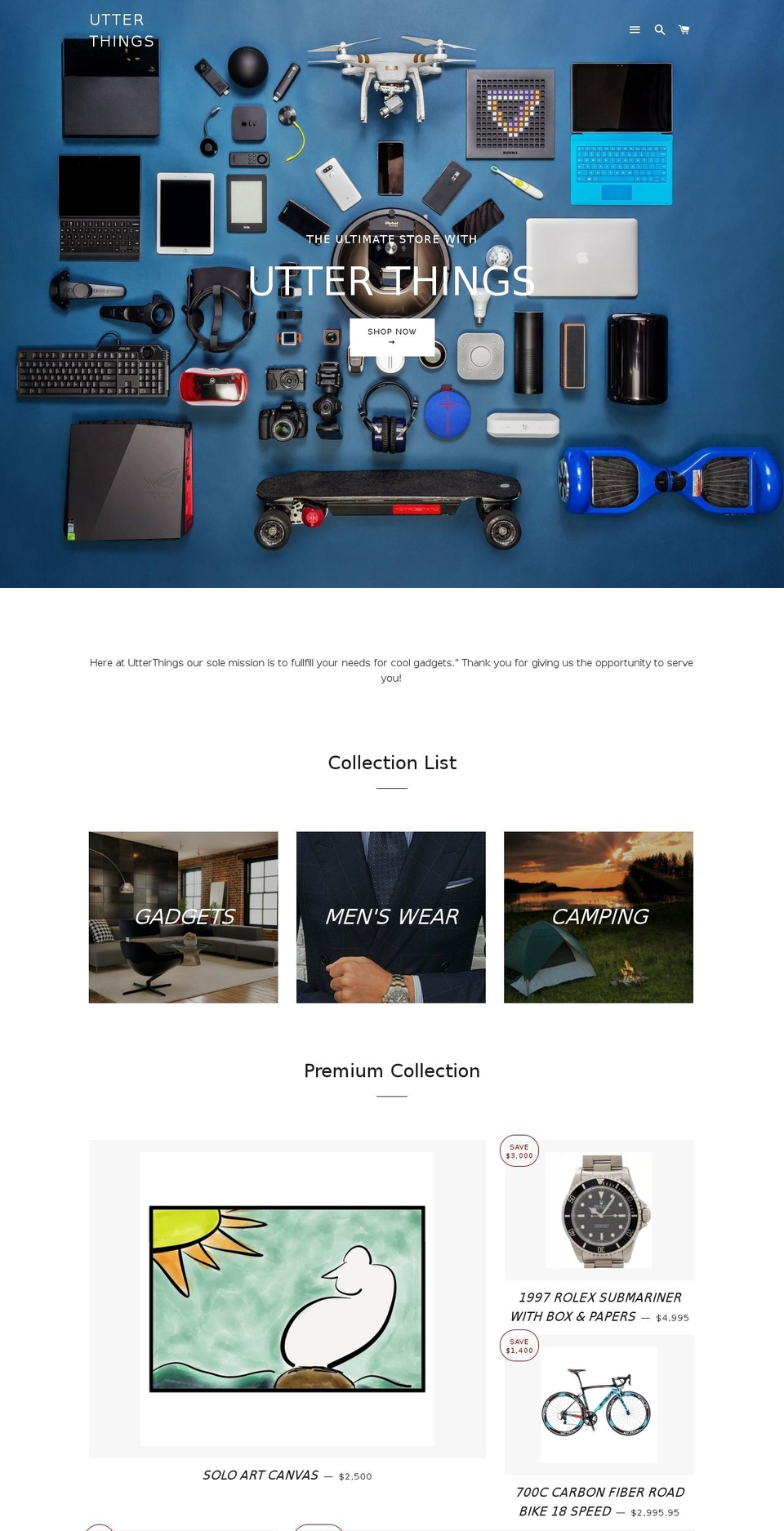 utterthings.com — Shopify storefront screenshot