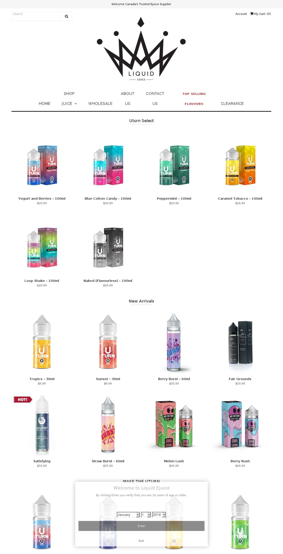 uturnejuice.com shopify website screenshot