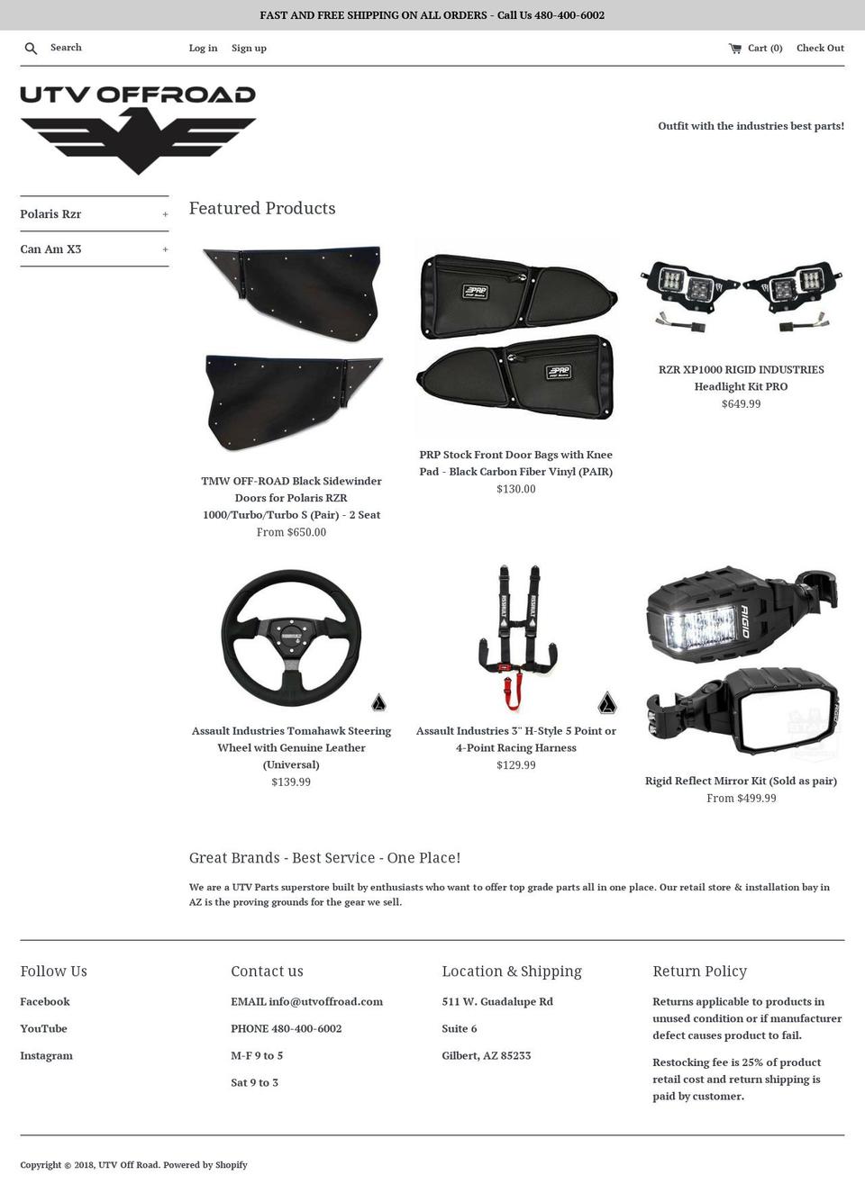 utvoffroad.com — Shopify storefront screenshot