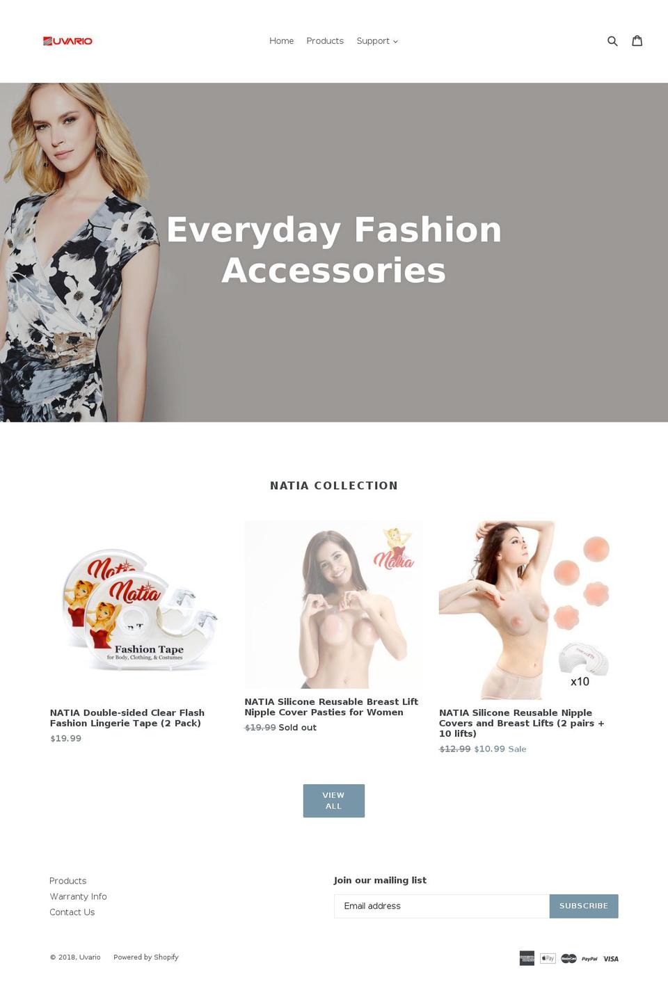 uvario.com shopify website screenshot