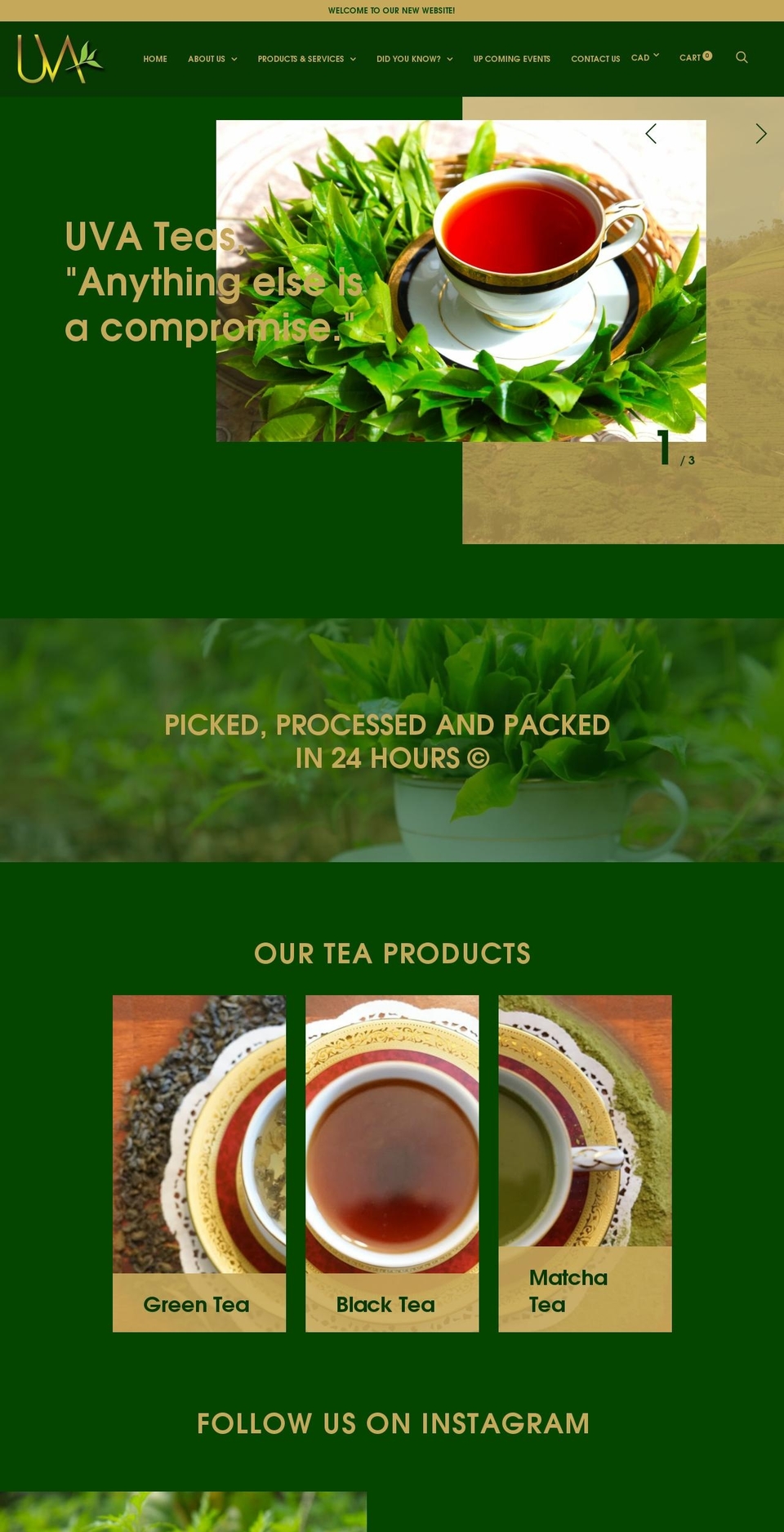 uvateas.com shopify website screenshot