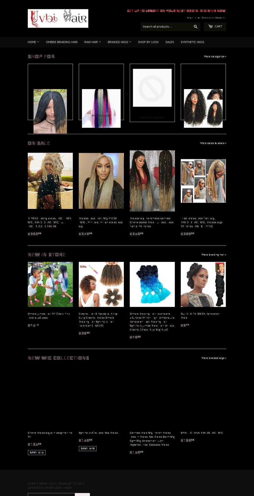 uvbihair.com — Shopify storefront screenshot