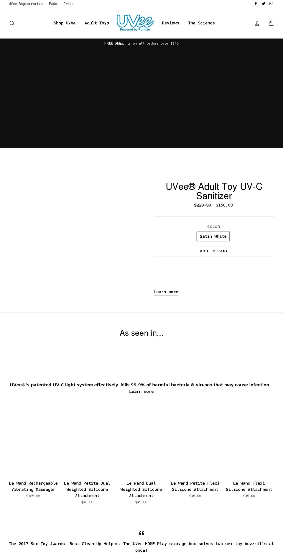 uveeclean.com shopify website screenshot