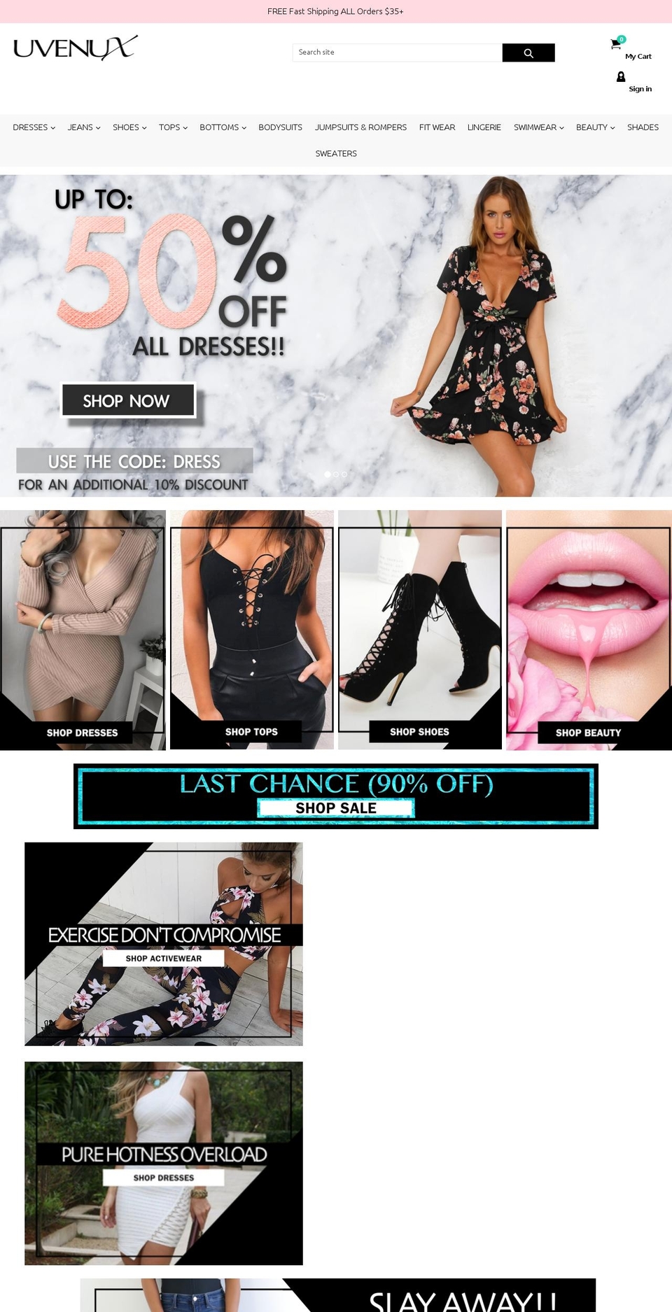 uvenux.com — Shopify storefront screenshot