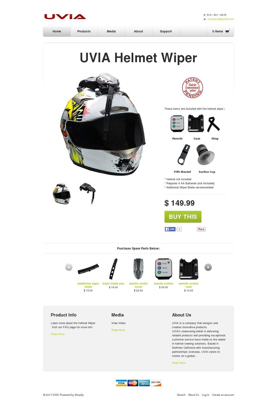 uviawiper.com shopify website screenshot