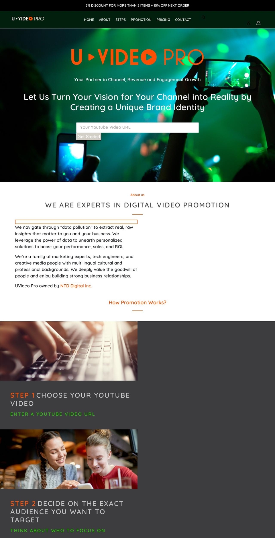 uvideopro.com shopify website screenshot