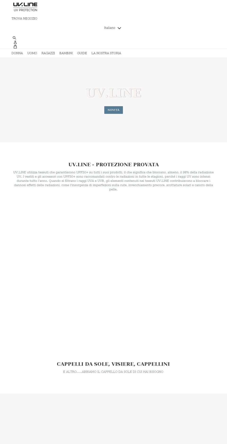 uvline.it shopify website screenshot