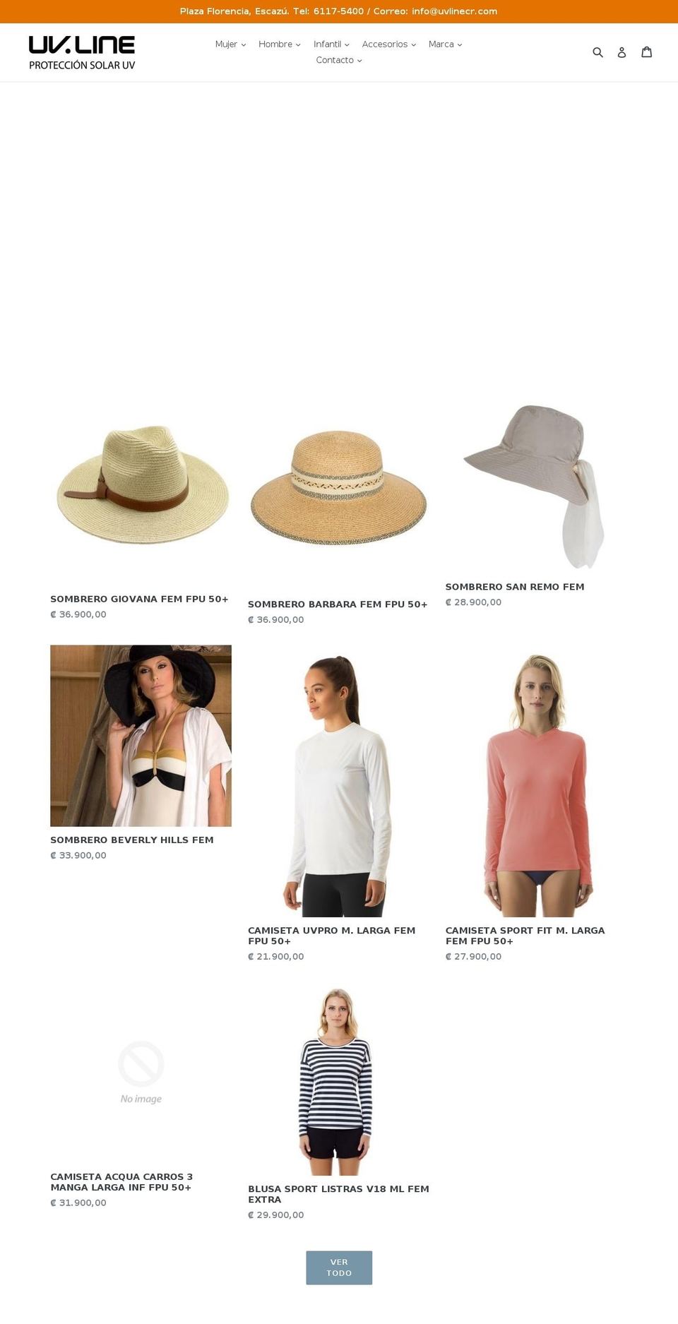 uvlinecr.com — Shopify storefront screenshot