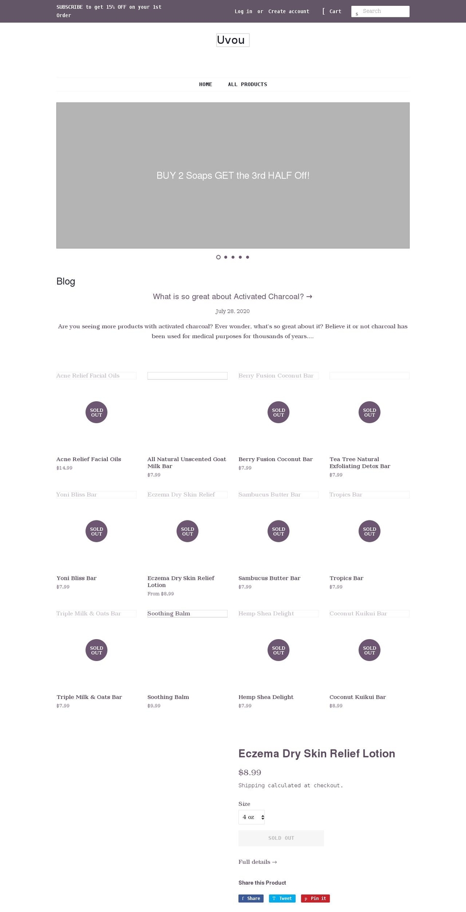 uvouskincare.com shopify website screenshot