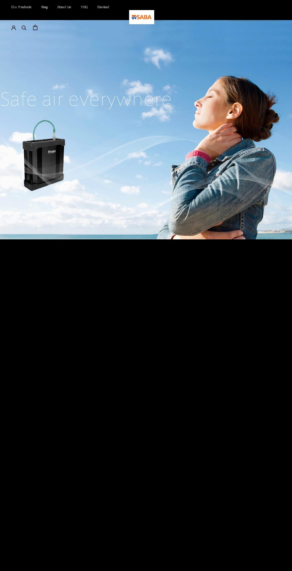 uvsaba.com shopify website screenshot