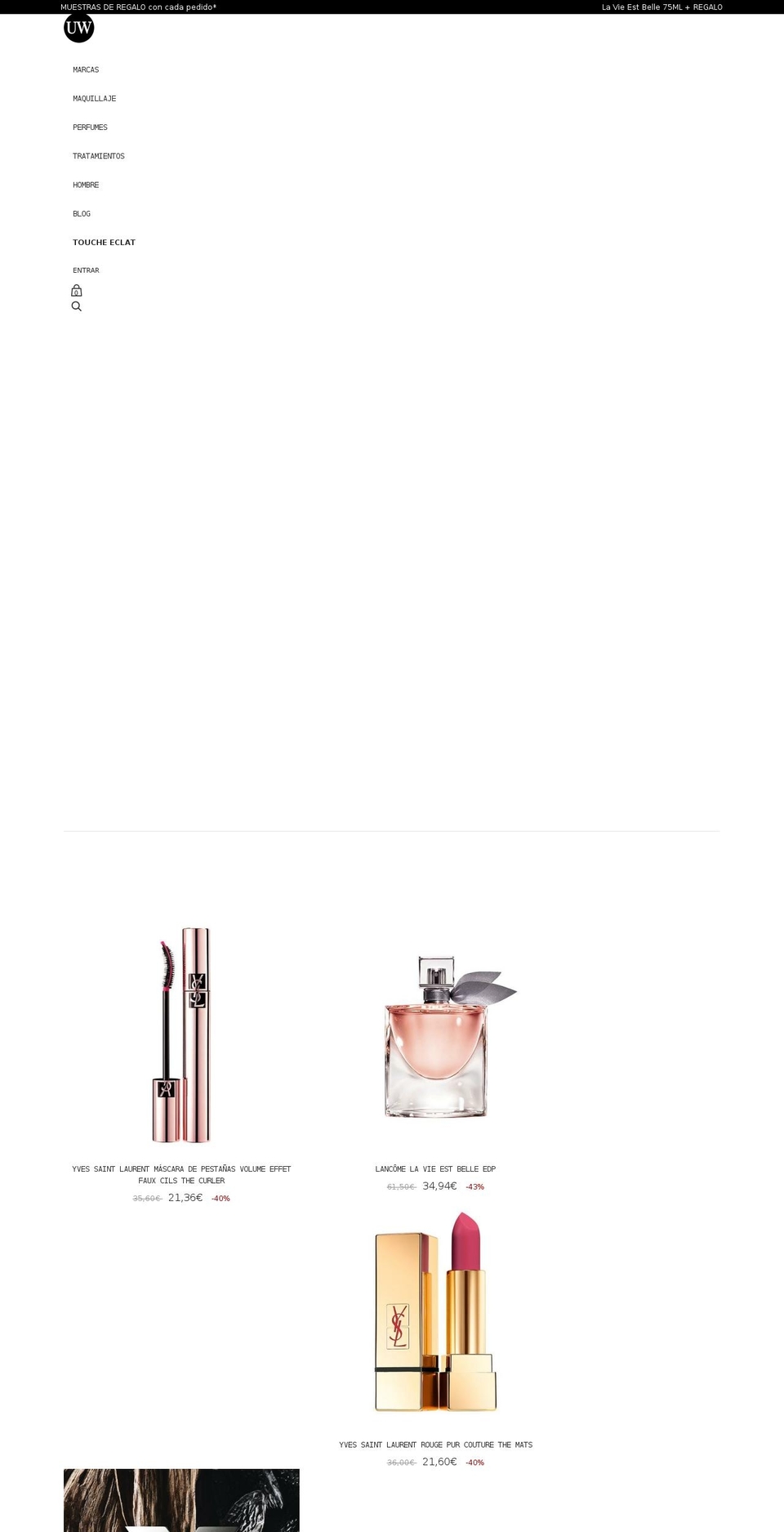 uwbeauty.com — Shopify storefront screenshot