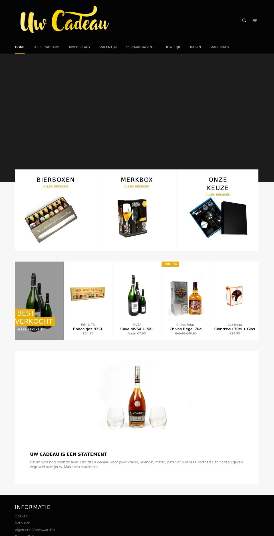 uwcadeau.be shopify website screenshot