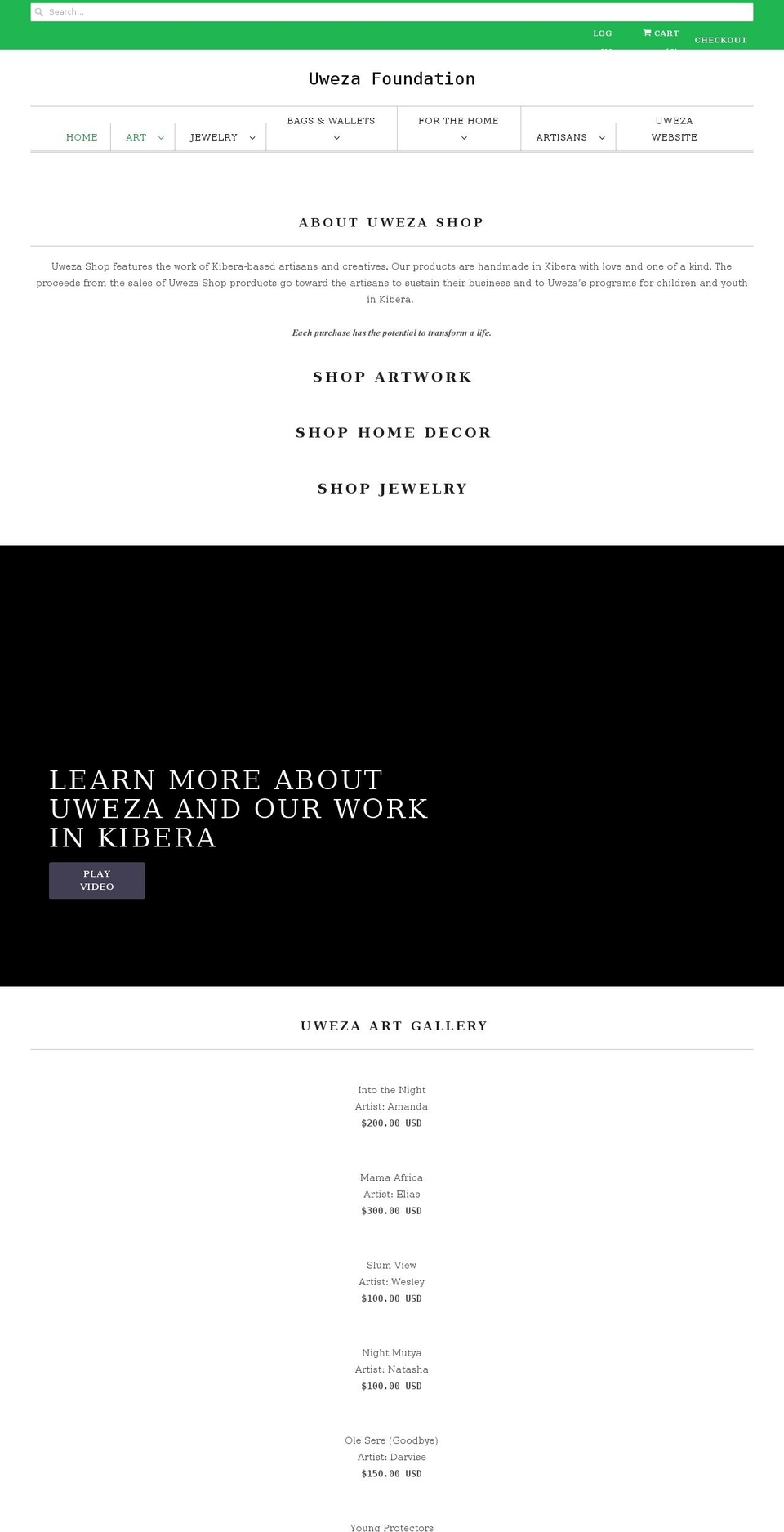 uweza-foundation.myshopify.com shopify website screenshot