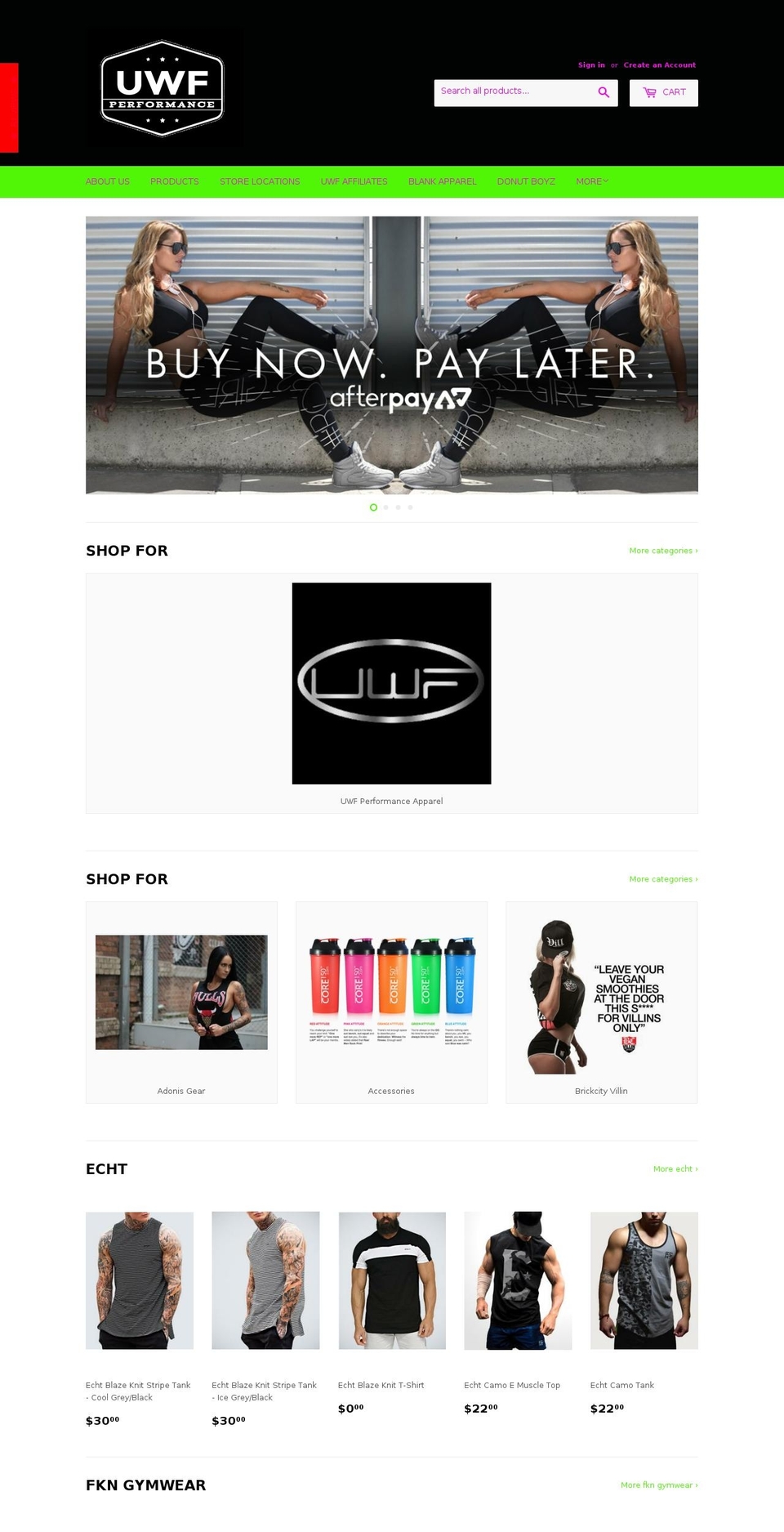 uwfperformance.com shopify website screenshot