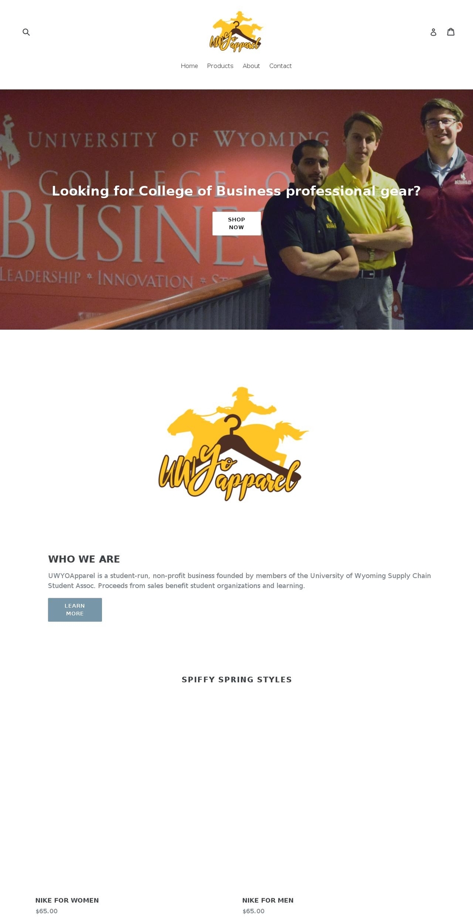 uwyoapparel.com — Shopify storefront screenshot