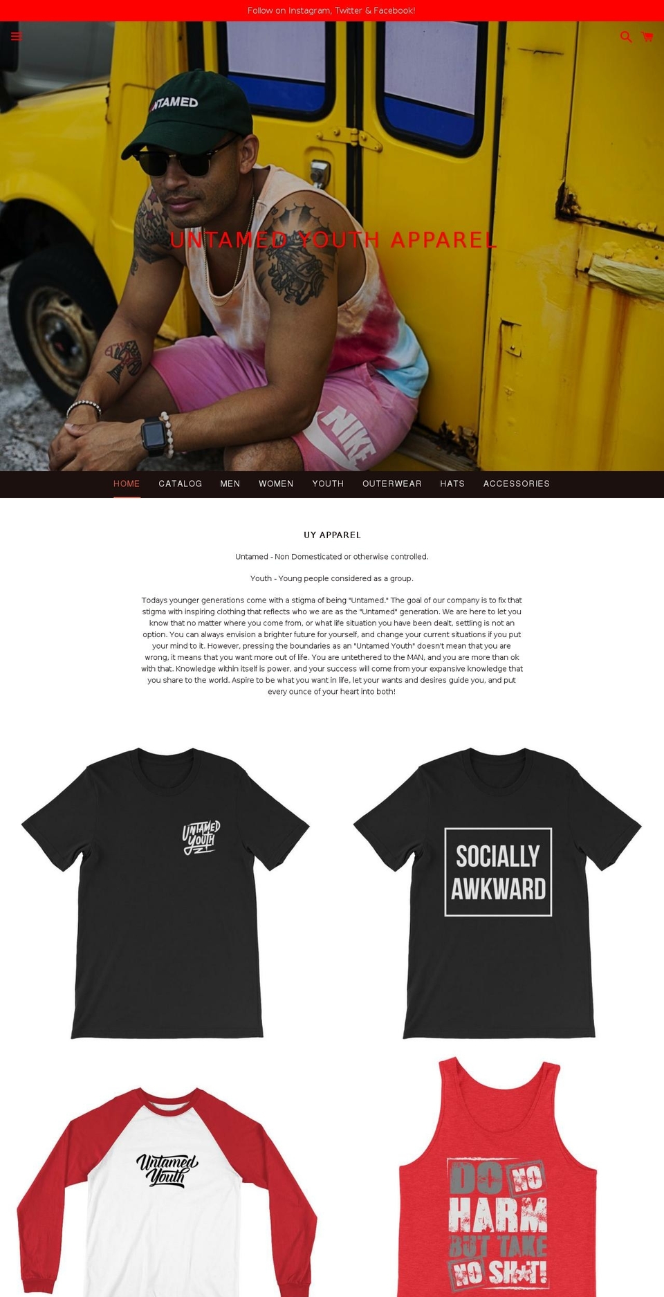 uyapparel.com shopify website screenshot