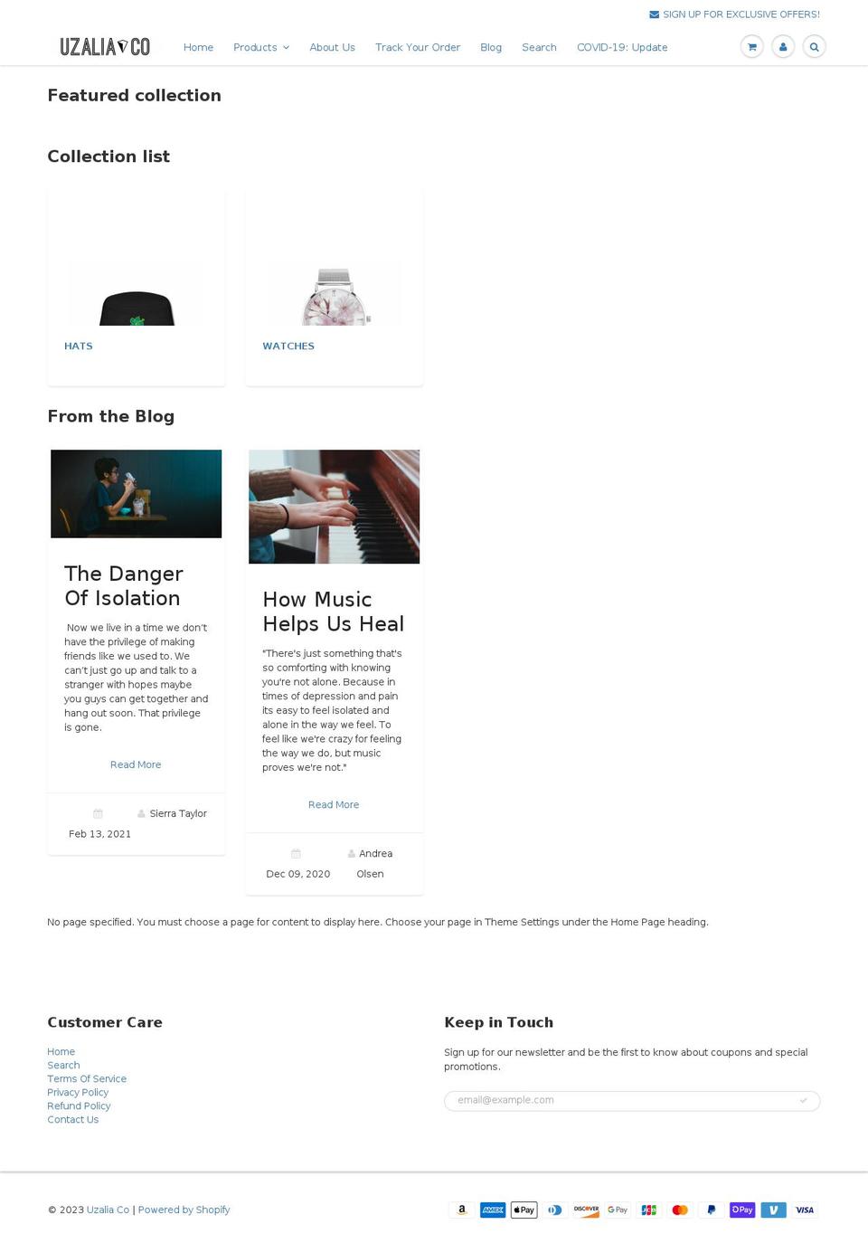 uzaliaco.com shopify website screenshot